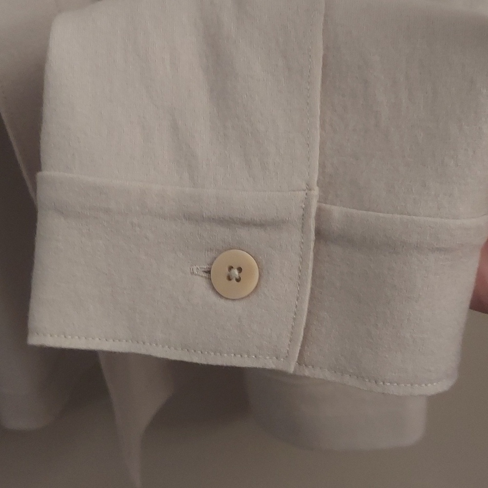 NEW EILEEN FISHER XL Wool Mandarin Collar Button Down Long Sleeve Jacket Chalk - Picture 9 of 16